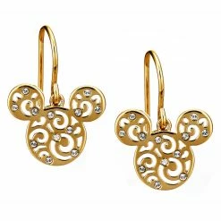 Wholesale 🤩 Disney Arribas Earrings - Mickey Mouse Filigree Icon - Gold 🔥