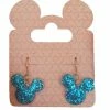 Wholesale ✨ Disney Dangle Earrings - Mickey Mouse Icon - Blue Glitter 👍