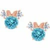 Outlet 😀 Disney Crislu Earrings For Kids - Minnie Mouse Birthstone - Rose Gold ✨