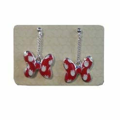 Outlet 😀 Disney Dangle Earrings - Minnie Mouse Bow - Red 👏