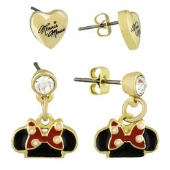 Buy ⌛ Disney Earrings Set - Dots And Dashes - Minnie Mouse Ear Hats & Hearts 👍