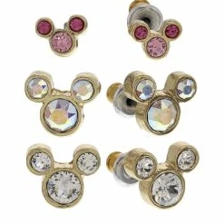 Buy ✨ Disney Post Earrings Set - Mickey Mouse Icons - Pink And Clear 🌟