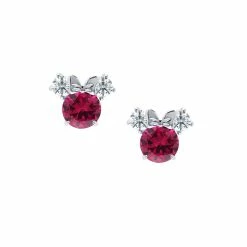 Buy ✔️ Disney Crislu Earrings - Minnie Mouse Birthstone - Platinum ❤️