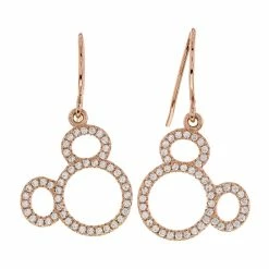 New 😍 Disney Crislu Drop Earrings - Mickey O - Rose Gold 💯