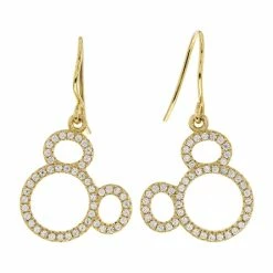 Brand new ⌛ Disney Crislu Drop Earrings - Mickey O - Gold 🛒