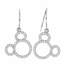 Cheap 🧨 Disney Crislu Drop Earrings - Mickey O - Silver 🥰