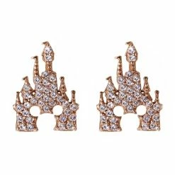 Cheapest 🛒 Disney Rebecca Hook Earrings - Mickey Mouse Castle - Rose Gold ✨