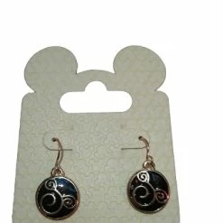 Hot Sale 🔥 Disney Dangle Earrings - Swirl Mickey Mouse Icon - Black And Gold 🤩