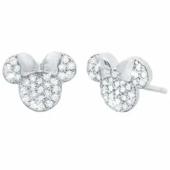 Outlet 🤩 Disney CRISLU Stud Earrings - Minnie Mouse Icon - Silver 🤩