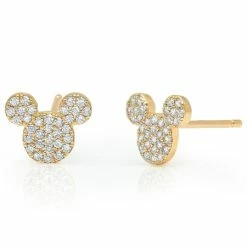 Hot Sale 🎁 Disney CRISLU Stud Earrings - Mickey Mouse Icon - Yellow Gold ✨