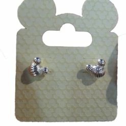 Wholesale ❤️ Disney Earrings - Mickey Mouse Icon Grooved - Silver 🧨