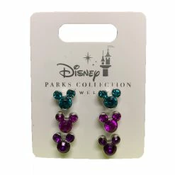 Cheap 💯 Disney Earrings Set - Mickey Mouse Gem Icons - Set Of 3 🧨