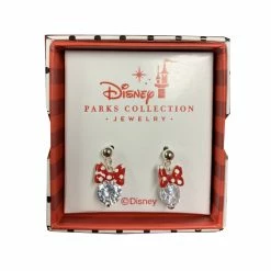 Wholesale ⌛ Disney Dangle Earrings - Minnie Mouse Bow With Crystal - Silver 🎁