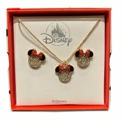 Brand new 💯 Disney Necklace & Earrings Set - Sparkling Minnie With Bow 🤩