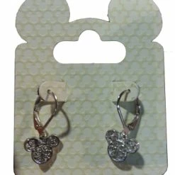 Hot Sale 😀 Disney Dangle Earrings - Mickey Icon Filigree - Hoop Clasp - Silver 🎁